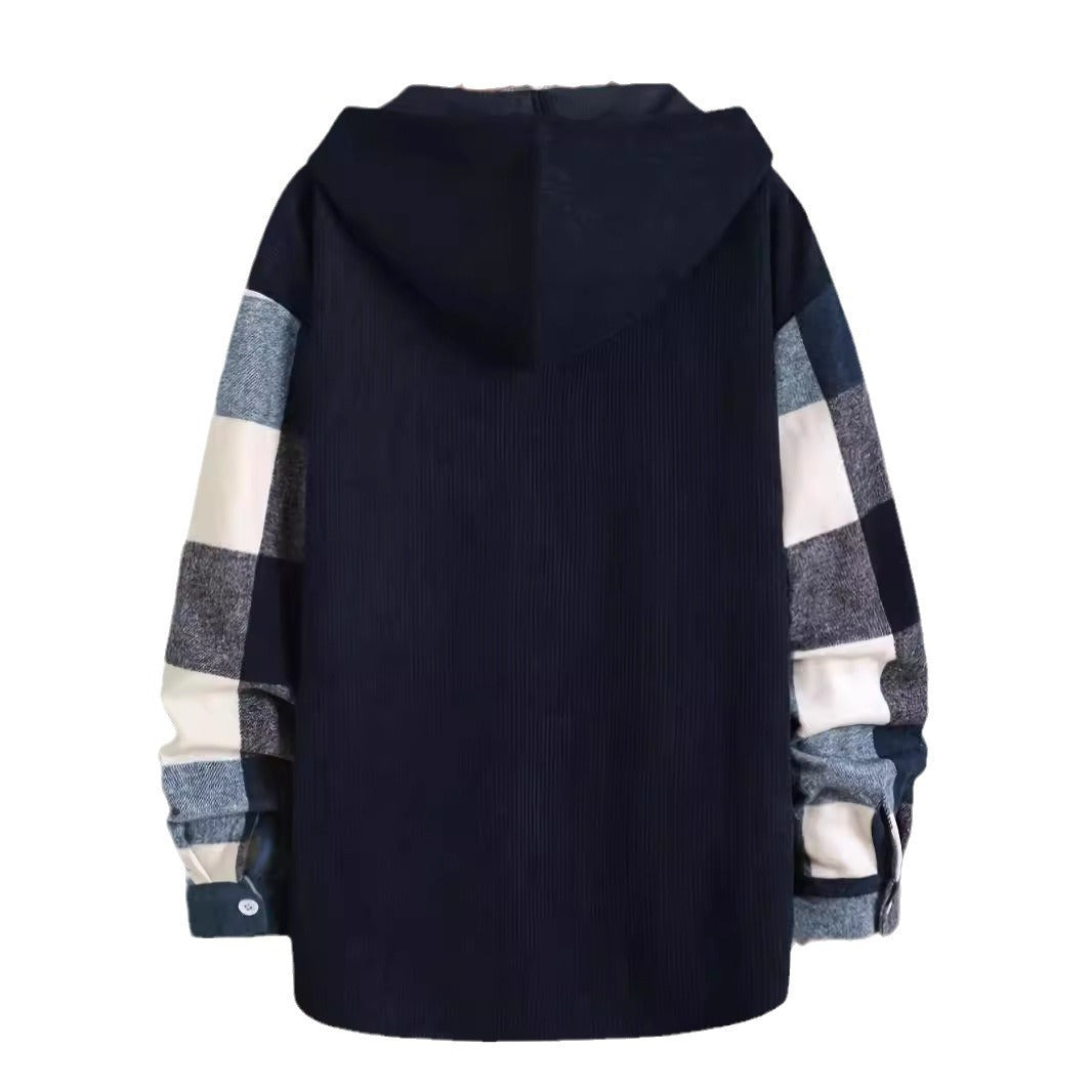 Men's flannel shirt with hood and check pattern Lisslune