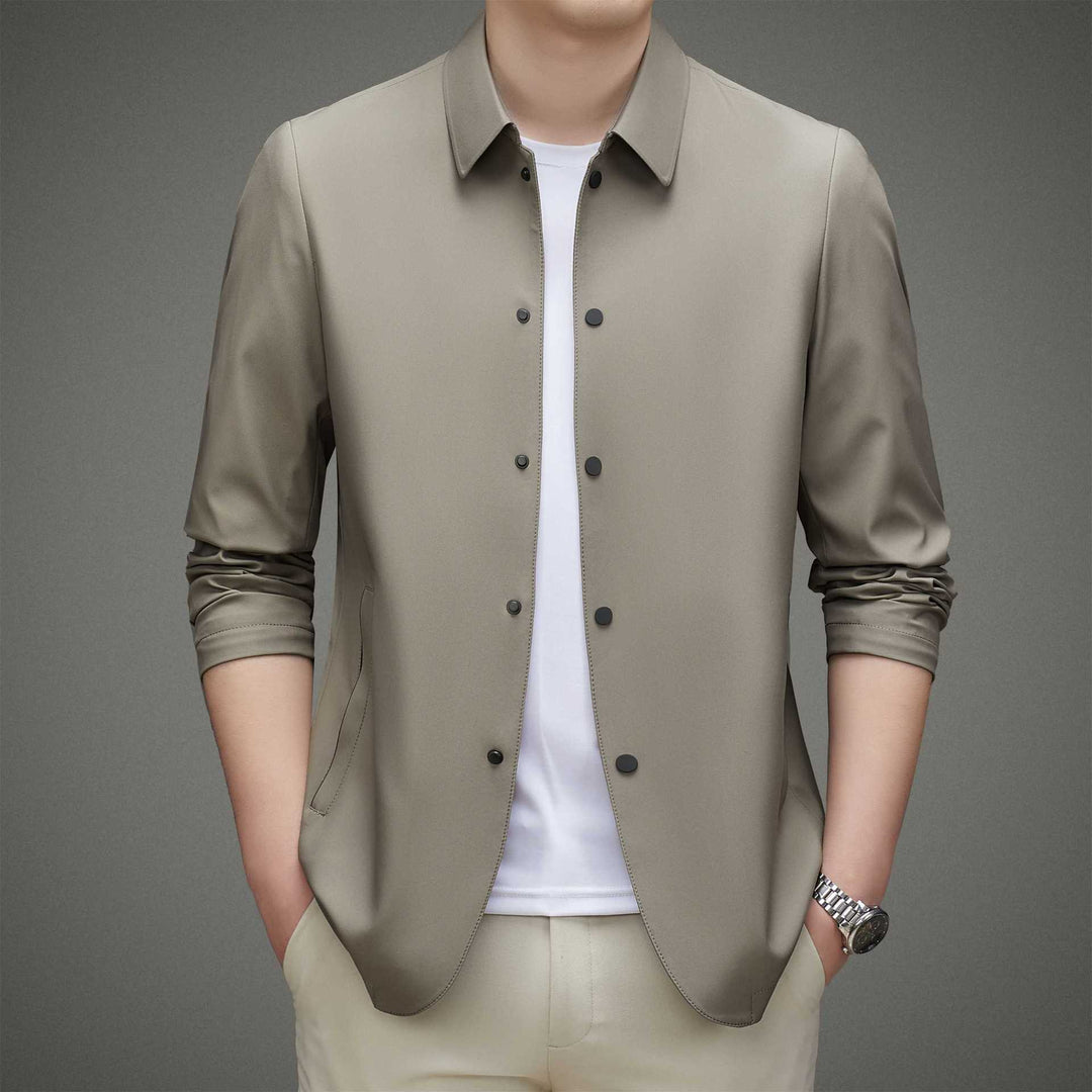 Men's Fashionable Transition Jacket with Breathable Fabric and Practical Snap Button Closure Lisslune