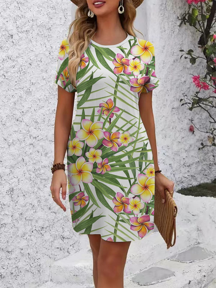 Women's comfortable casual dress with vibrant floral pattern and loose fit Lisslune