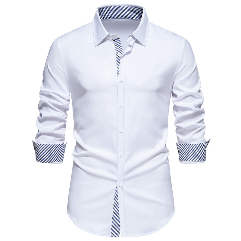 Men's Long Sleeve Shirt with Modern Contrast Design Lisslune