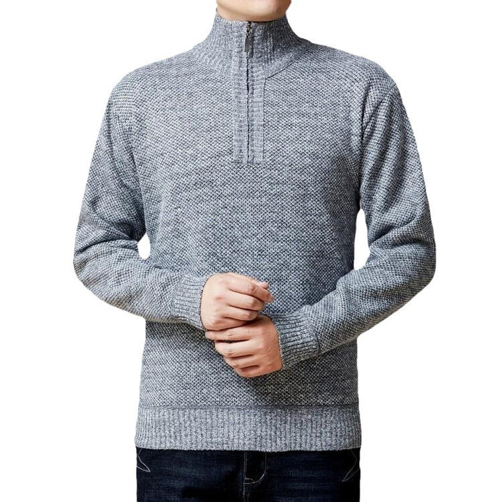 Men's knit sweater with modern stand-up collar and textured surface Lisslune