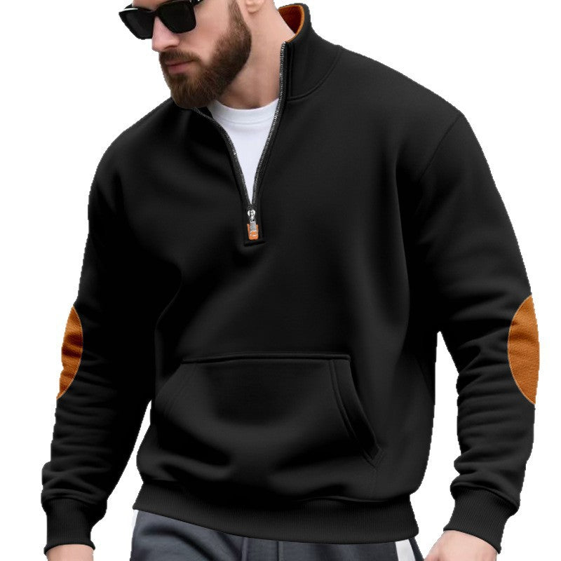 Men's hoodie with fashionable stand-up collar and contrast details Lisslune