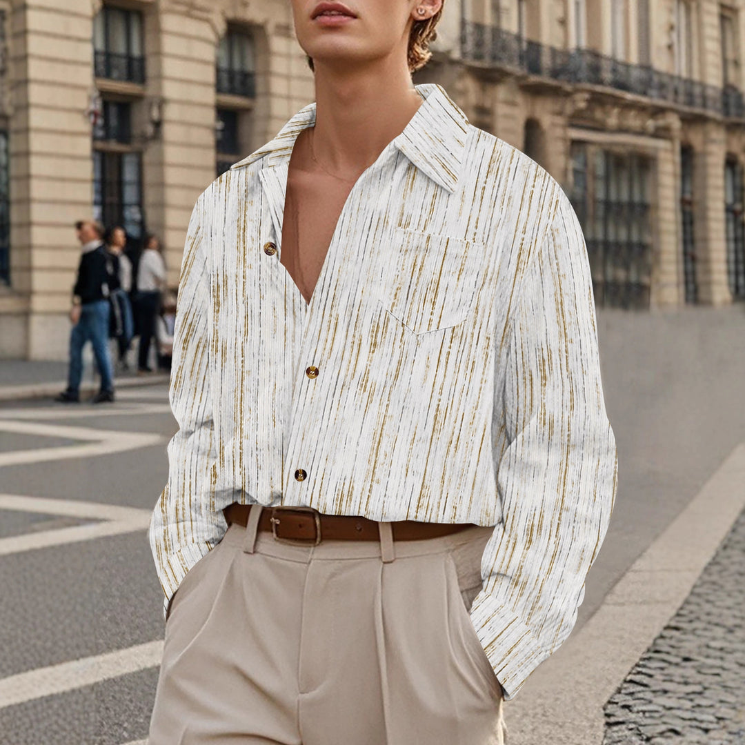Men's Long Sleeve Shirt with Textured Design Lisslune