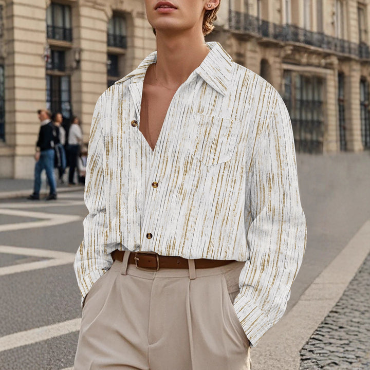 Men's Long Sleeve Shirt with Textured Design Lisslune