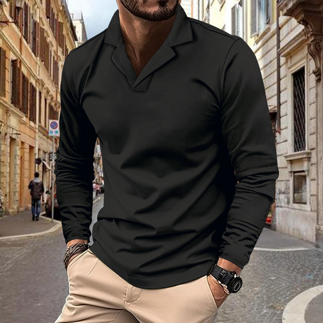 Men's casual long-sleeve shirt with structured design and modern stand-up collar Lisslune