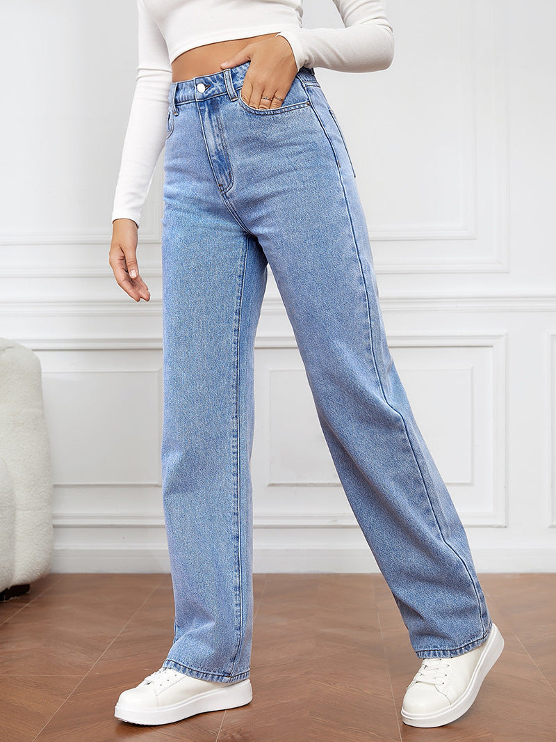 Ladies high-cut denim jeans with wide leg Lisslune