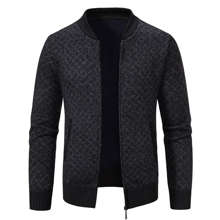 Men's cardigan with modern zip closure and textured design Lisslune