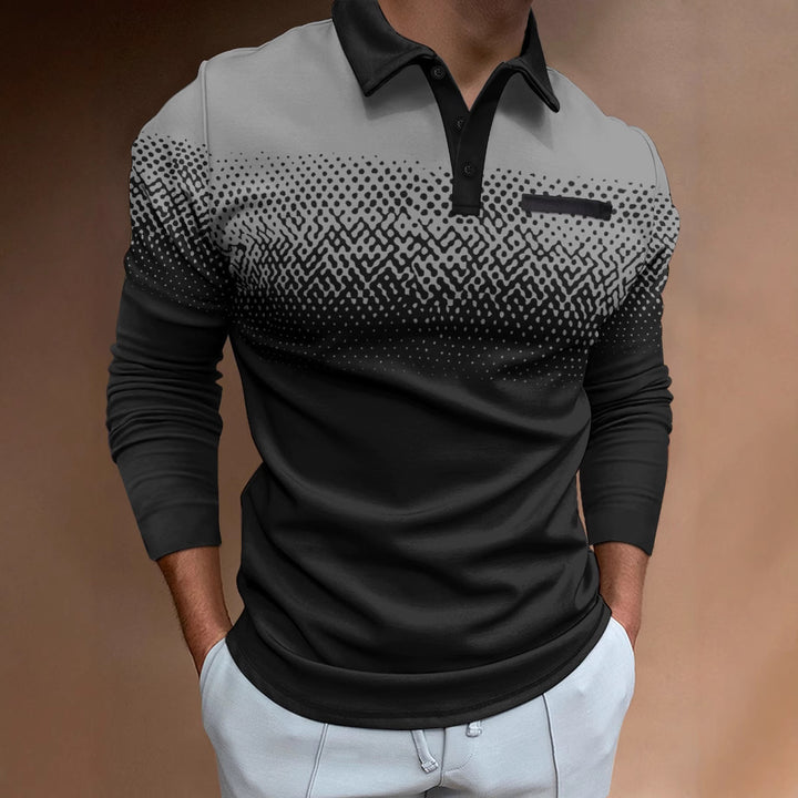 Men's polo shirt with modern gradient and stylish contrast details Lisslune