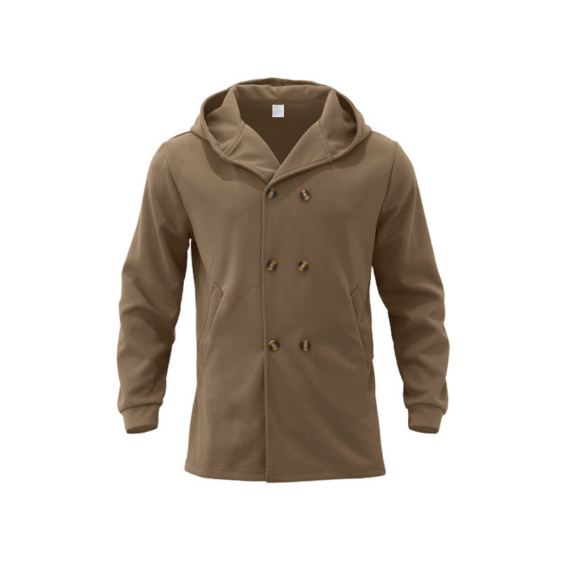Men's elegant double-breasted coat with hood and practical pockets Lisslune