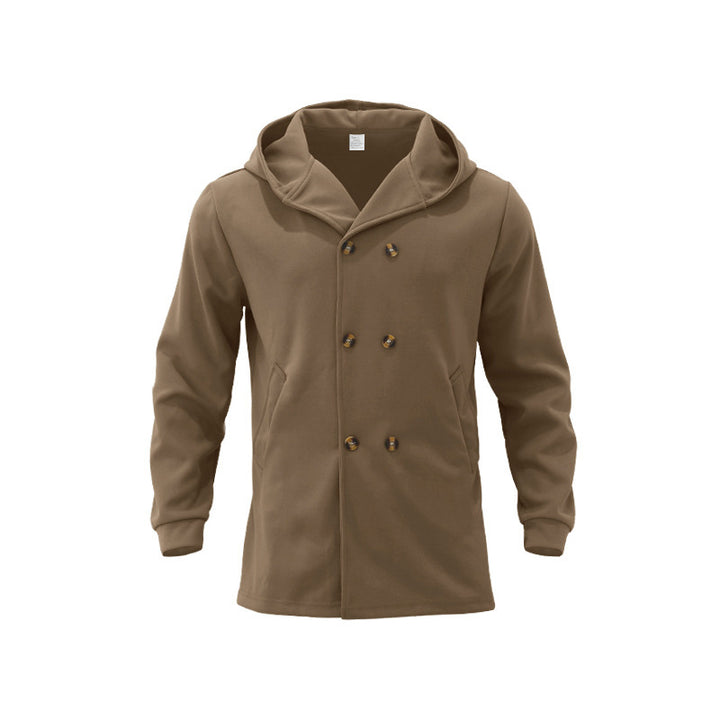 Men's elegant double-breasted coat with hood and practical pockets Lisslune