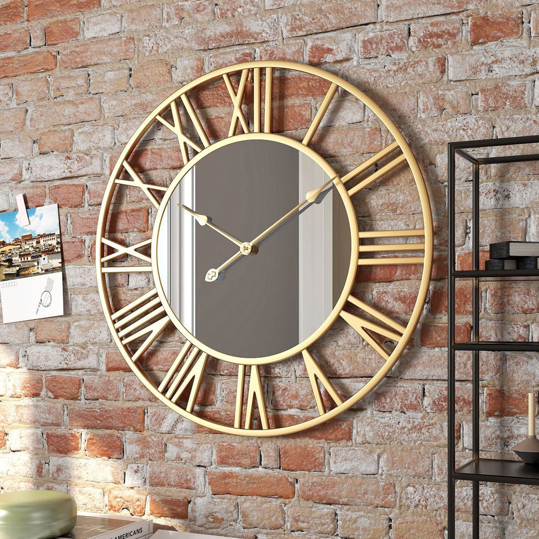 Lisslune | Metal Vintage Large Size Wall Clock with Mirror 39cm