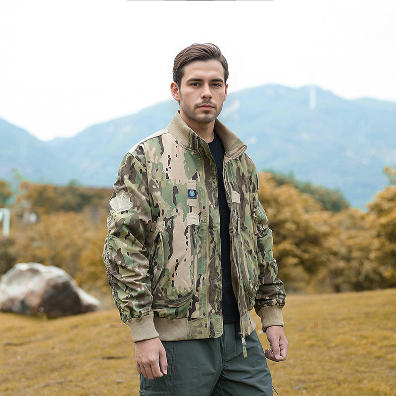 Men's camouflage bomber jacket with high-density material and versatile pockets Lisslune