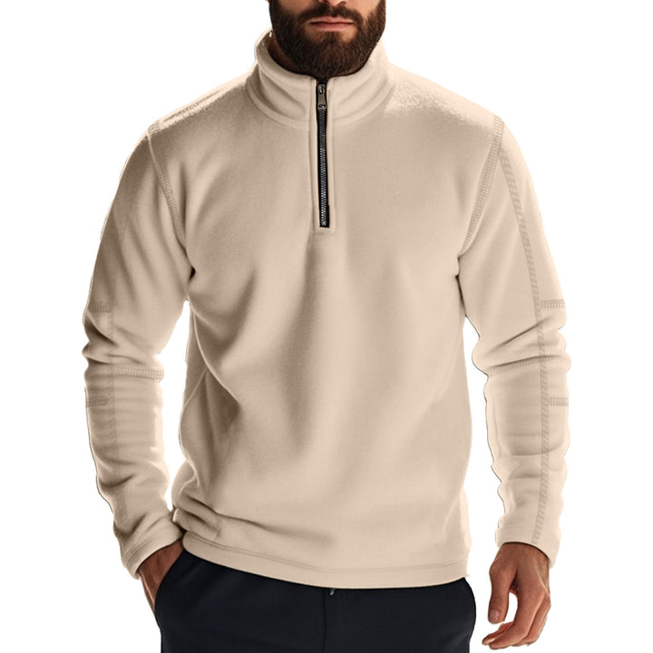 Men's fleece pullover with high collar and zipper Lisslune