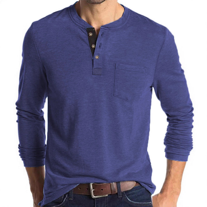 Men's long-sleeve shirt with button placket and practical chest pocket Lisslune