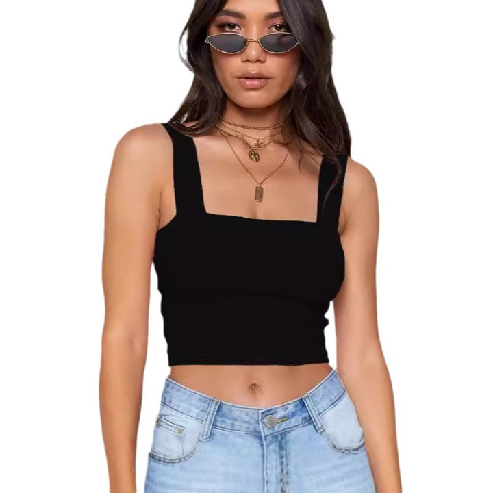 Damen Figurbetontes Crop-Top mit breiten Trägern Lisslune