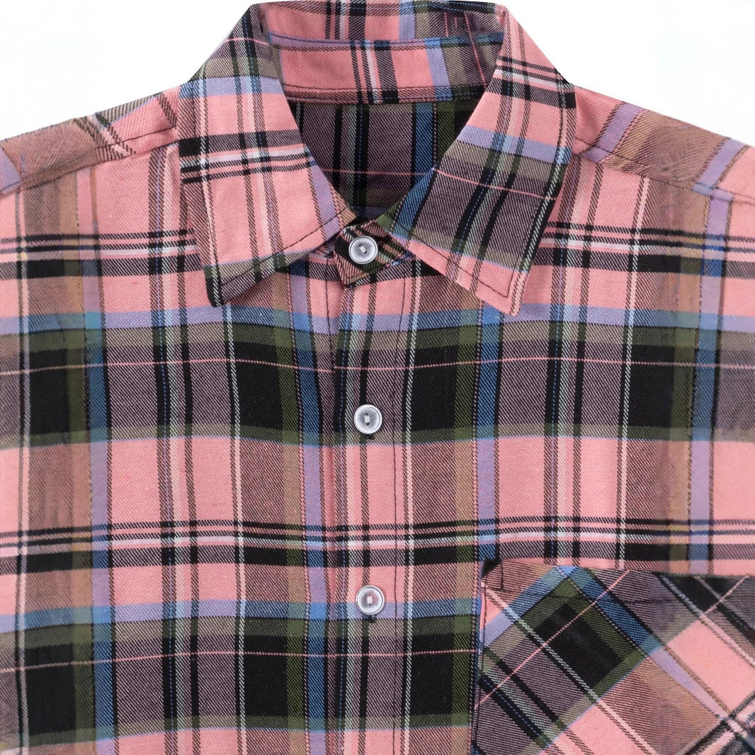 Men's casual flannel shirt with check pattern and chest pocket Lisslune