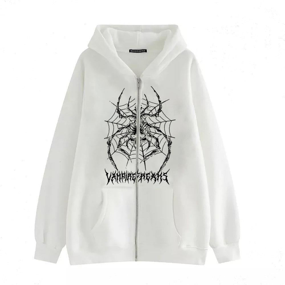 Women’s Long Sleeve Hoodie Jacket with Detailed Spider Motif Lisslune