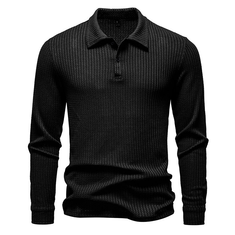 Men's Long Sleeve Polo Shirt made of textured cotton Lisslune