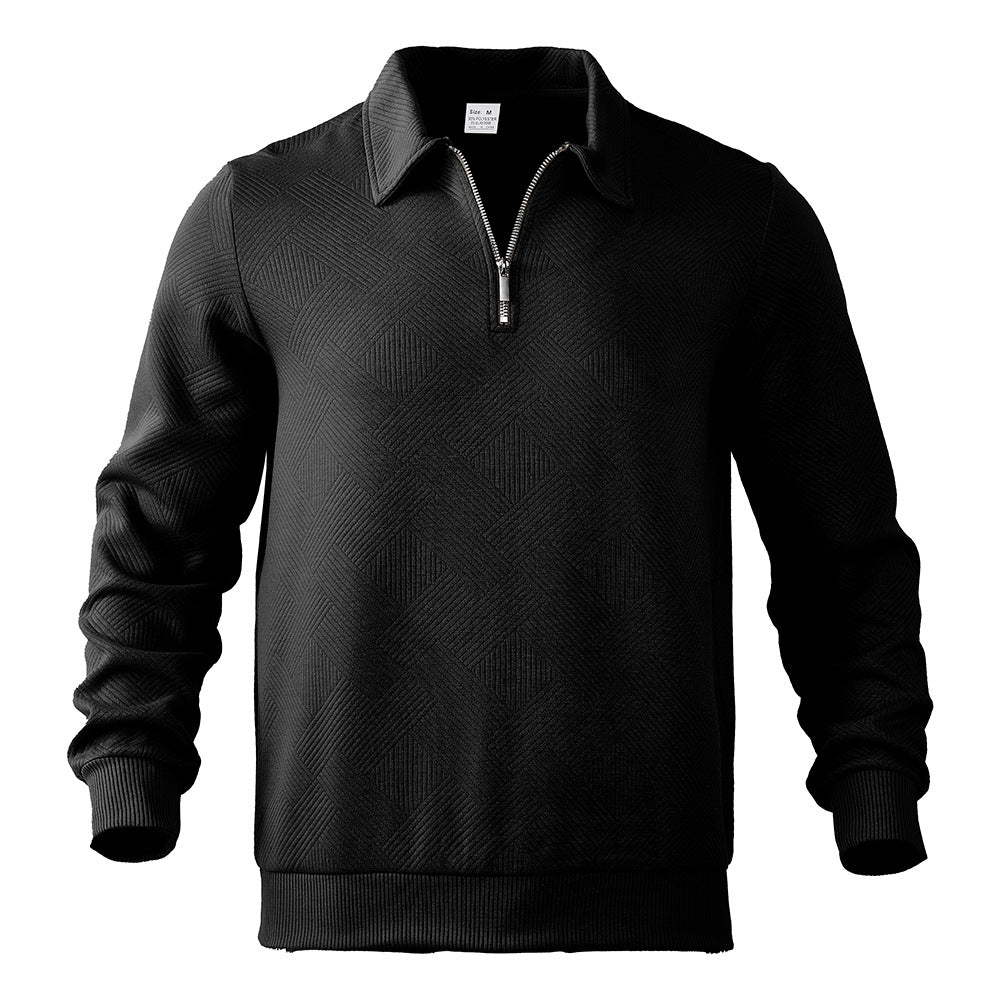 Men's elegant stand collar sweater with zipper and textured design Lisslune