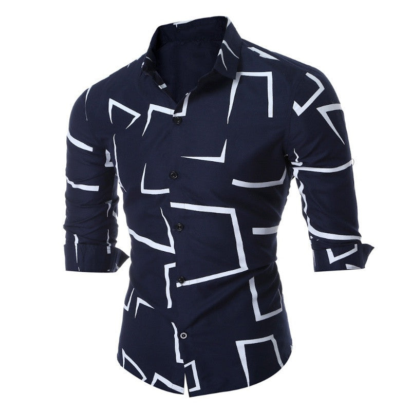 Men's shirt with modern geometric pattern and tailored fit Lisslune