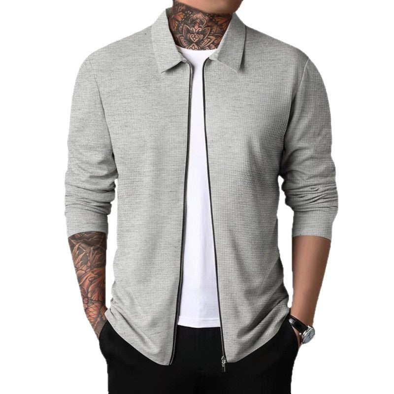 Men's elegant long sleeve shirt with full zip and textured fabric Lisslune