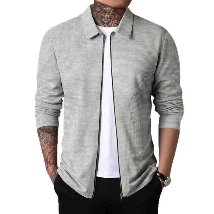 Men's elegant long sleeve shirt with full zip and textured fabric Lisslune