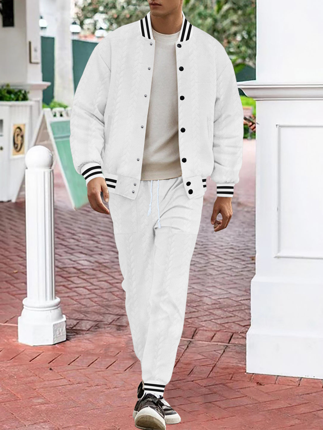 Men's casual knitted college jacket with modern design and comfortable details Lisslune
