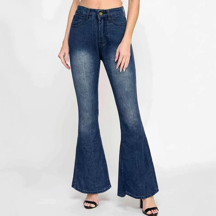 Women Flared Jeans with High Waist and Unique Structure Design Lisslune