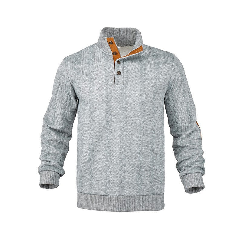 Men's knit sweater with high collar and fashionable cable design Lisslune