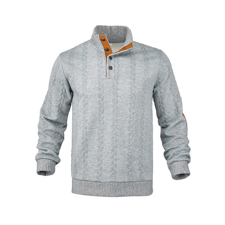 Men's knit sweater with high collar and fashionable cable design Lisslune