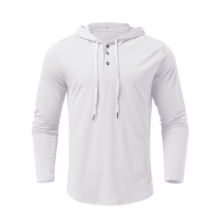 Men's Long Sleeve Hoodie with Button Placket and Athletic Fit Lisslune