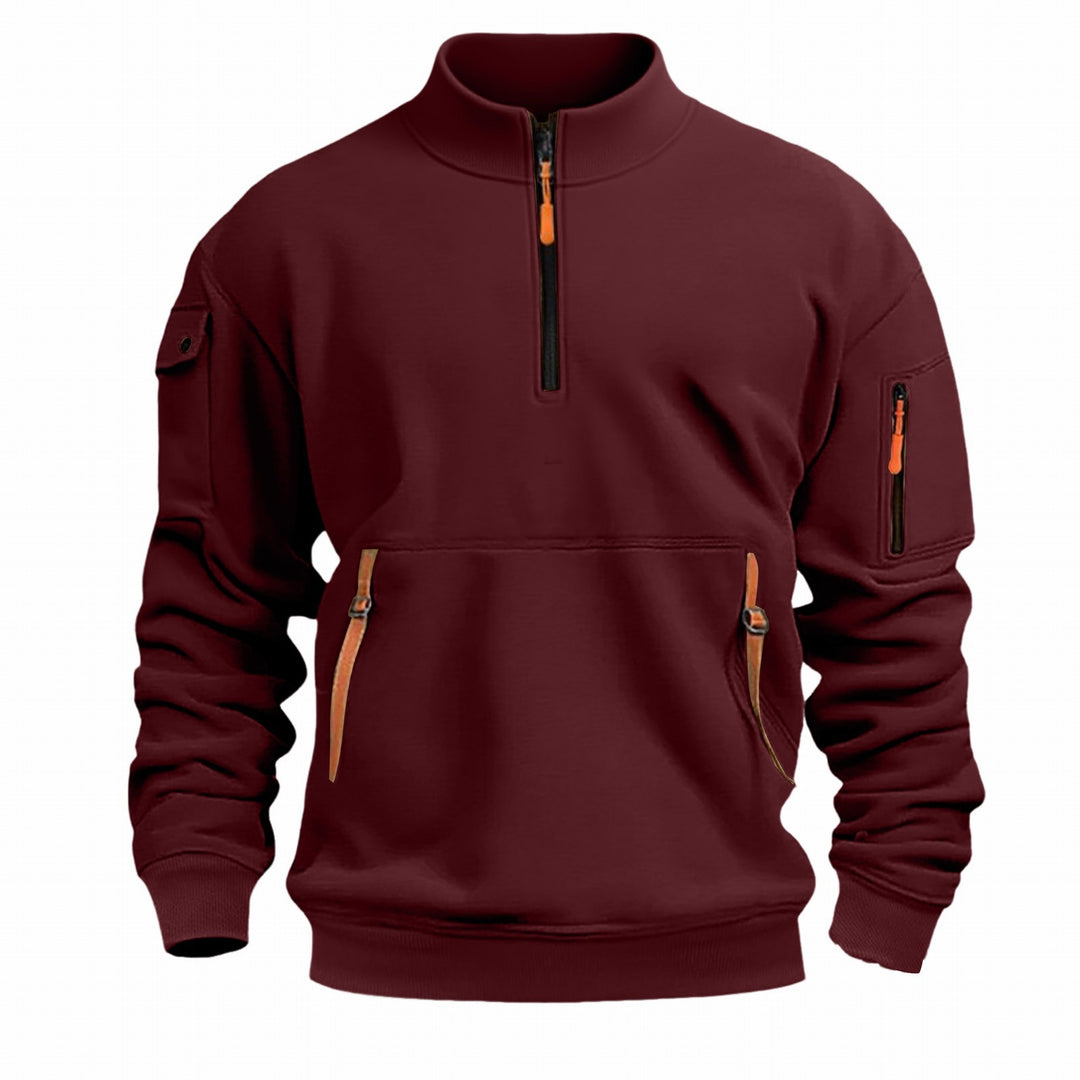 Men's functional sweater with practical zipper and four pockets Lisslune