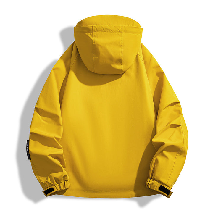 Men's All-Weather Jacket with Practical Pockets and Adjustable Hood Collar Lisslune