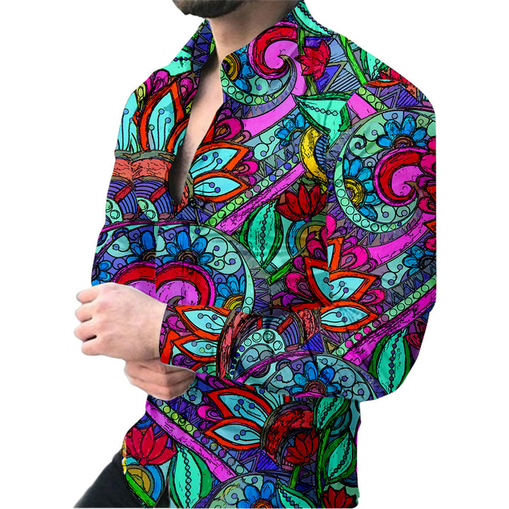 Men's Long Sleeve Shirt with Modern 3D Triangle Design Lisslune
