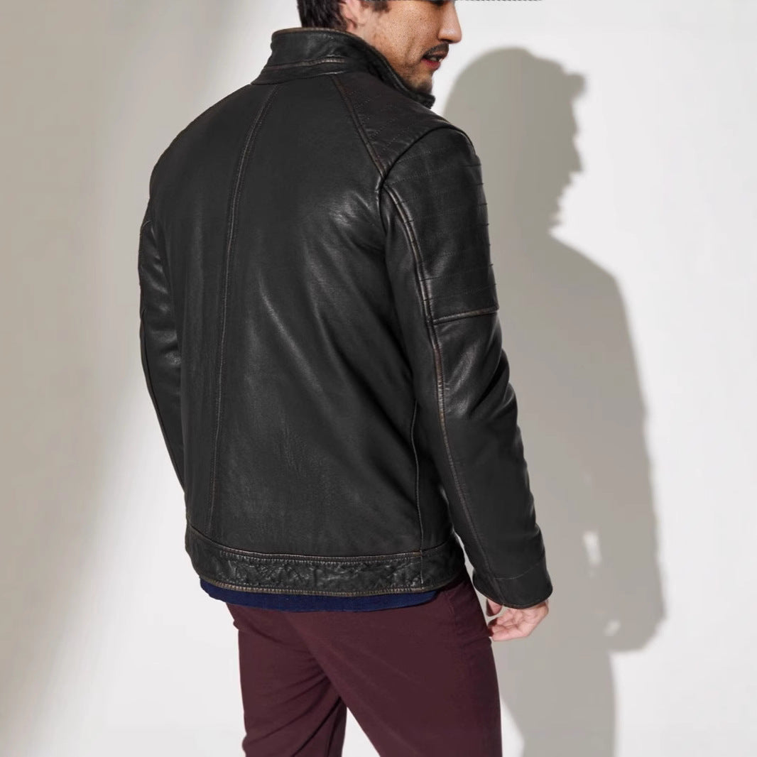 Men's biker jacket with functional pockets and unique quilting Lisslune