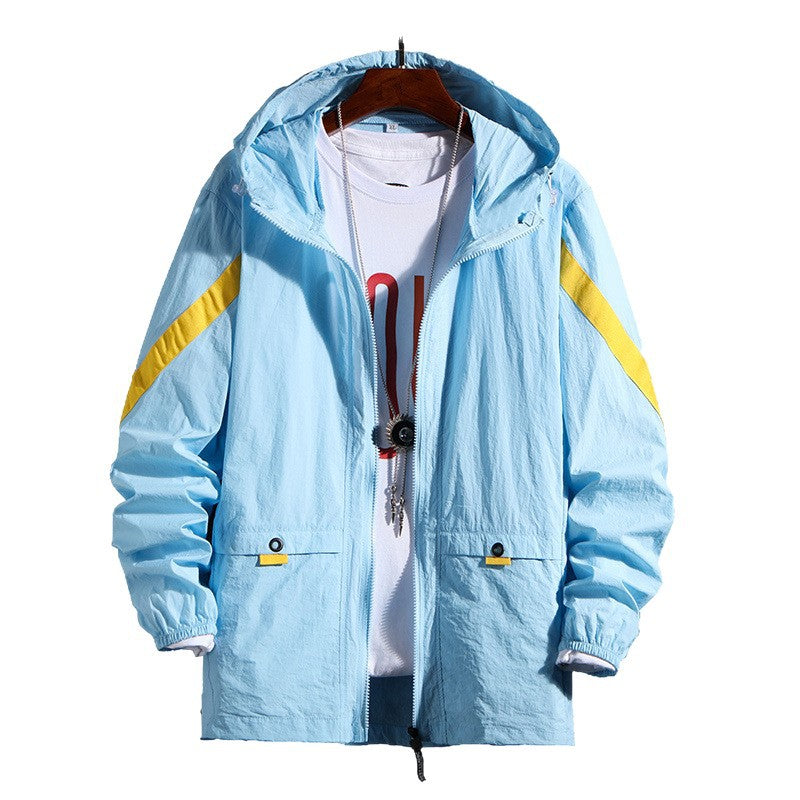 Men's Lightweight Windbreaker Jacket with Practical Pockets and Adjustable Hood Lisslune