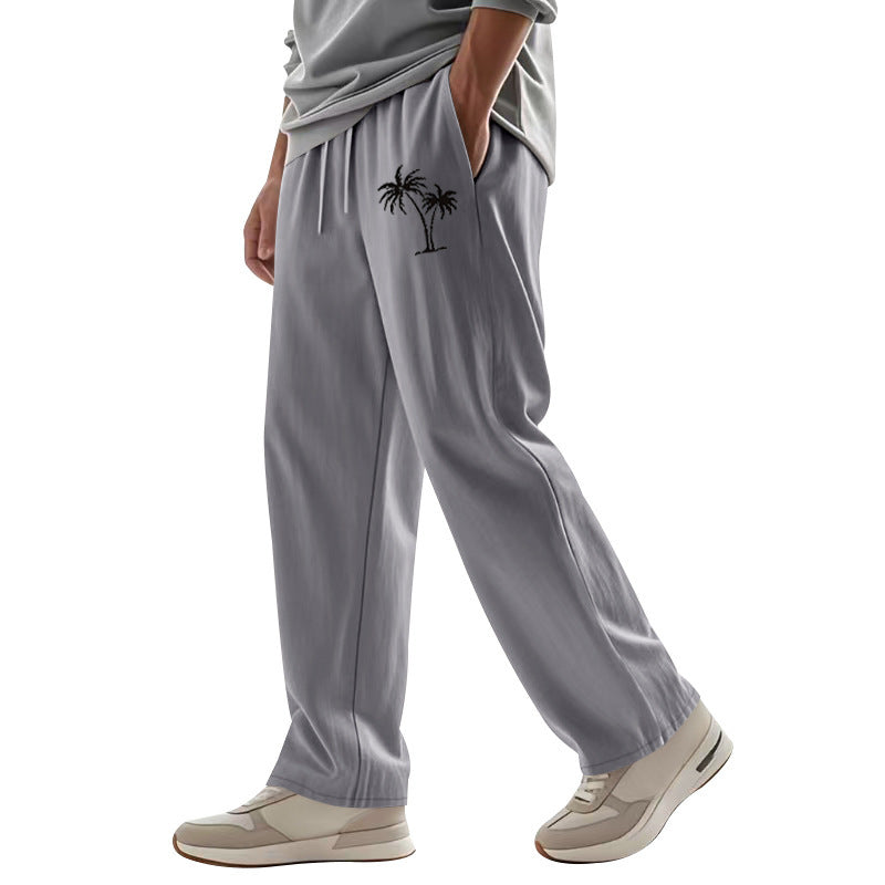 Men's Casual Leisure Pants with Side Logo Print Lisslune