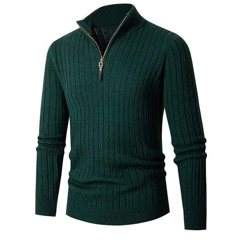 Men's pullover with stand-up collar and textured rib design Lisslune