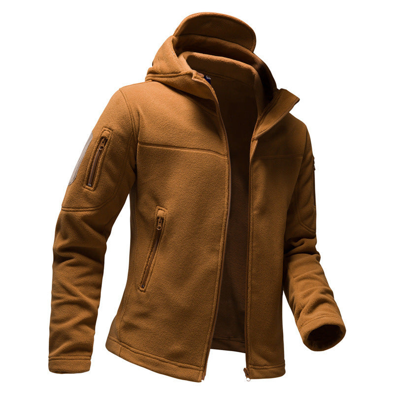 Men's fleece jacket with hood and functional pockets Lisslune