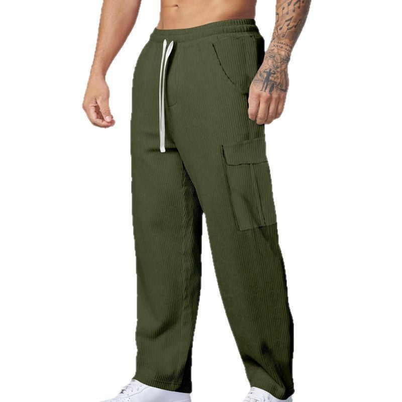 Men's Casual Cargo Pants with Elastic Waistband and Practical Pockets Lisslune