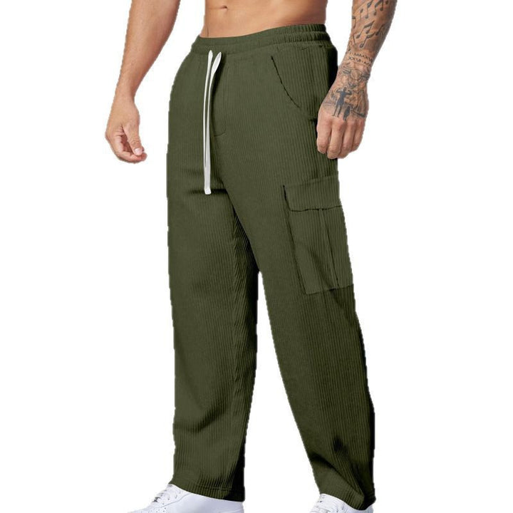 Men's Casual Cargo Pants with Elastic Waistband and Practical Pockets Lisslune