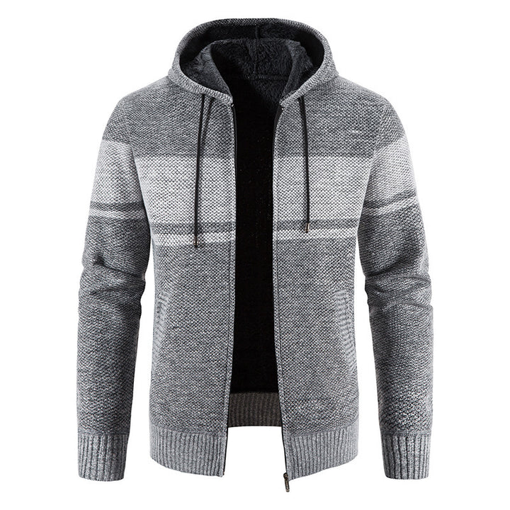 Men's cardigan with hood and contrasting stripe pattern Lisslune