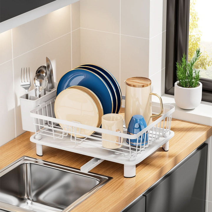 Lisslune | Dish Drying Rack with Drainage and Cutlery Holder