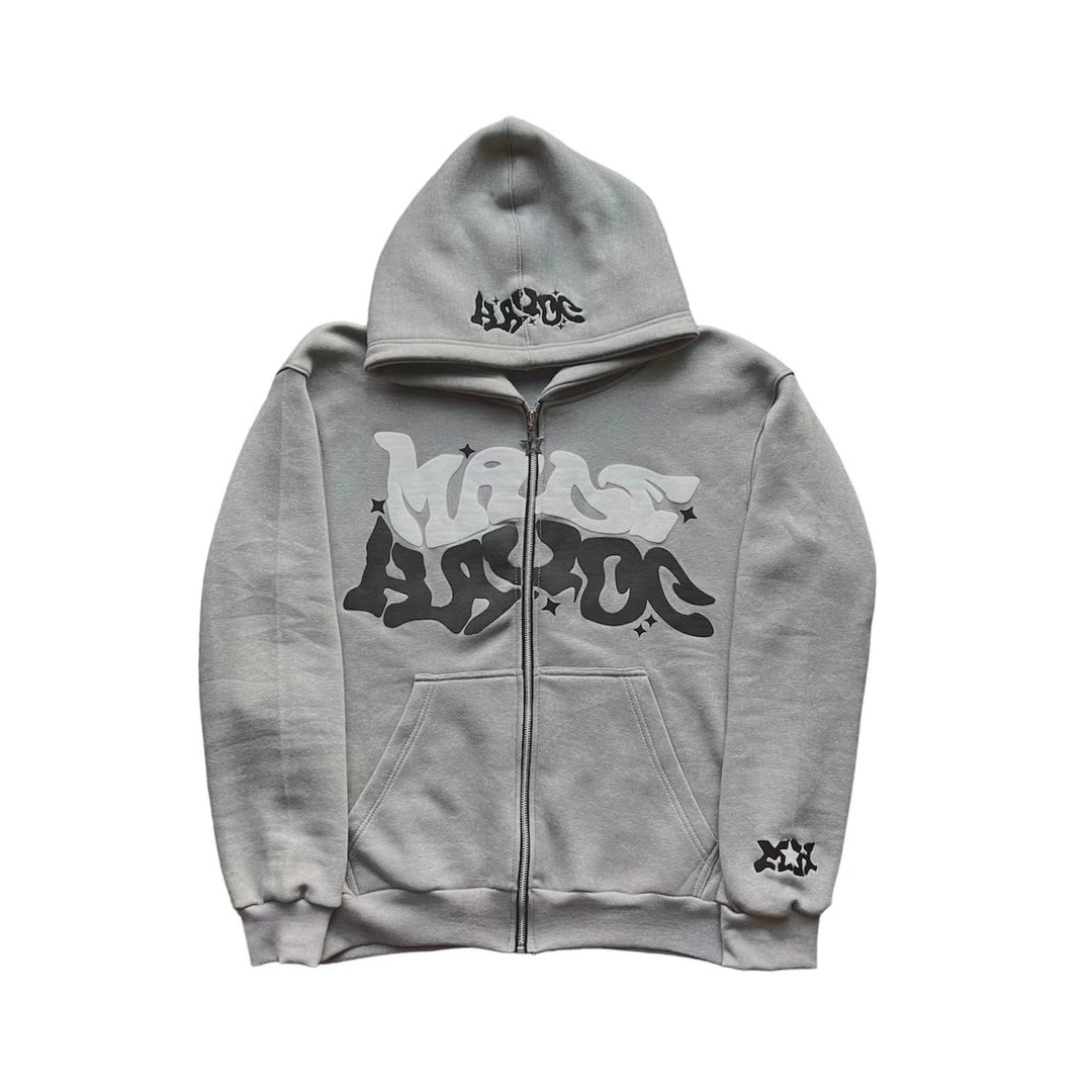 Women's hooded jacket with creative graphic design and high-quality zipper Lisslune
