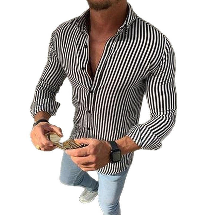 Men's long sleeve shirt with fine stripes and elegant fit Lisslune