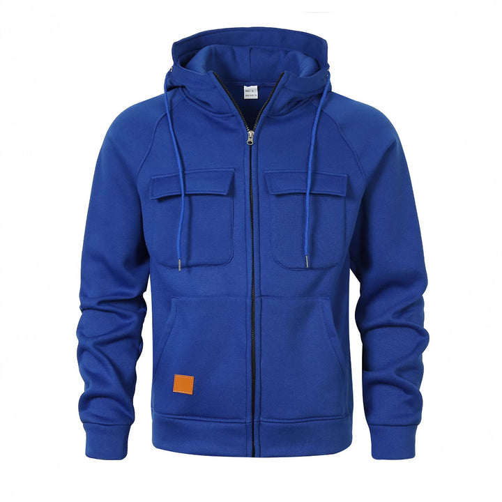Men's Stylish Hooded Jacket with Practical Pockets and Zipper Lisslune