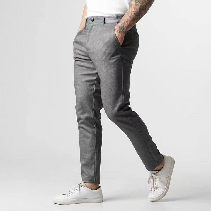 Men's Stylish Chino Pants with Elastic Waistband and Practical Pockets Lisslune