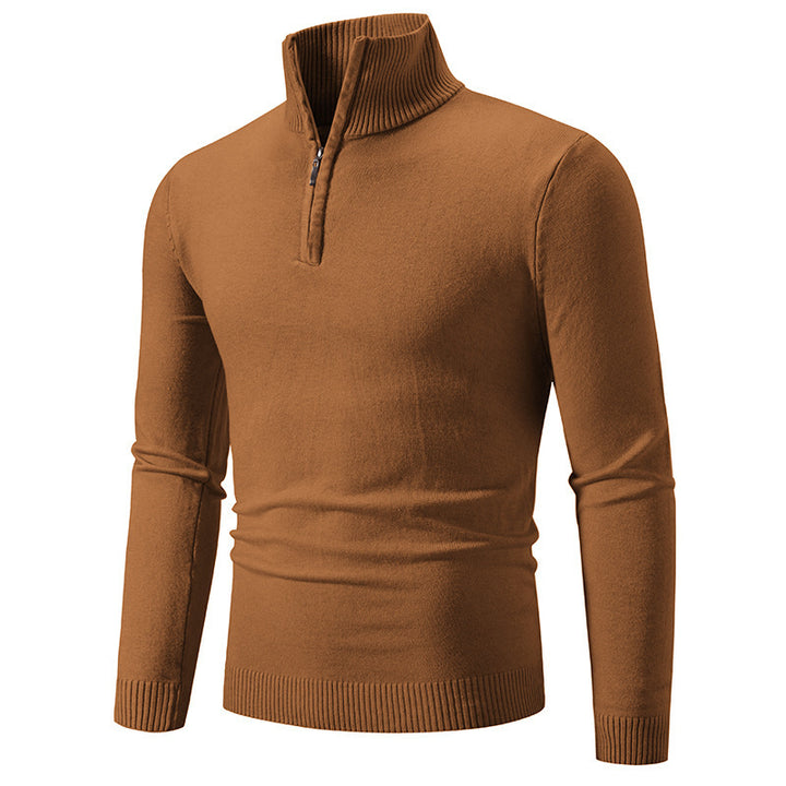 Men's stylish turtleneck sweater with zipper and fine knit texture Lisslune