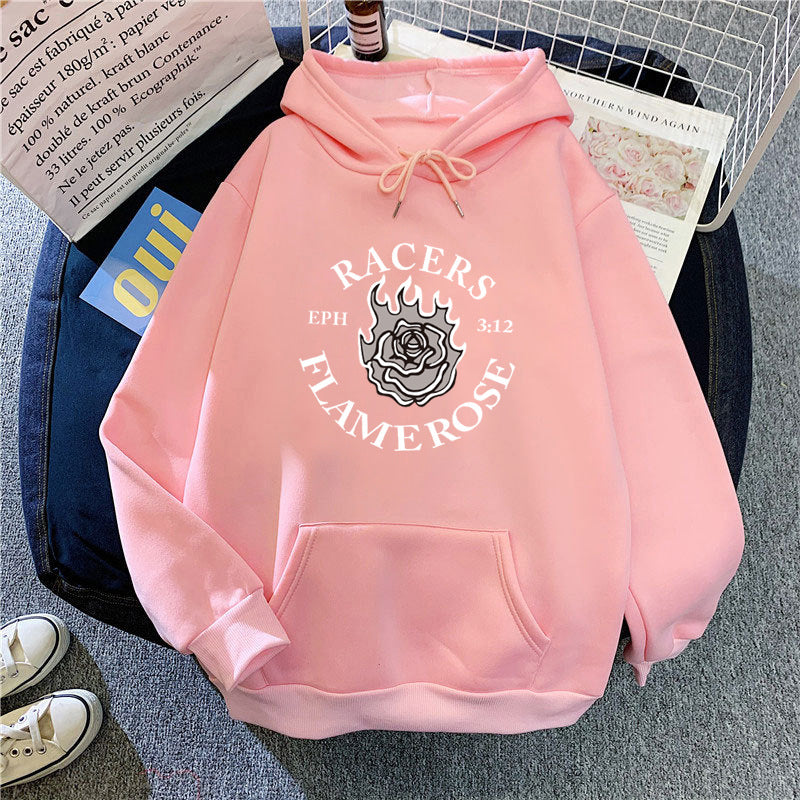 Women's hoodie with creative Flame Rose design Lisslune