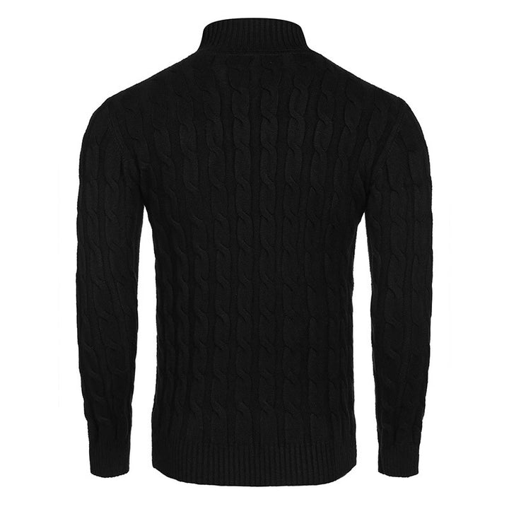 Men's fashionable turtleneck sweater with cable pattern Lisslune